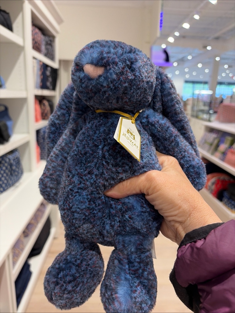 Jellycat Speckled Navy Blue Bunny Plush with Pink Nose